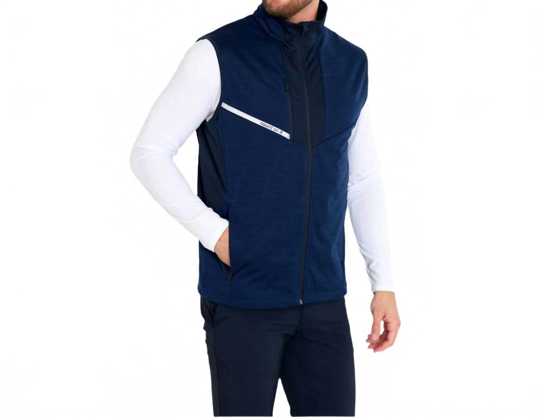 ardfin softshell mock neck golf vest in navy