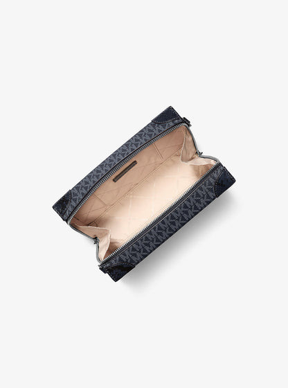 jeanie small signature logo and snake embossed crossbody bag