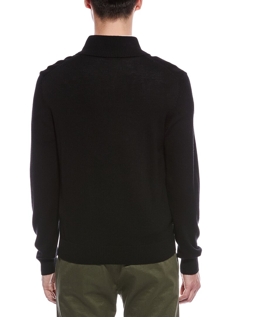 plaited 1/4-zip merino wool mock neck sweater