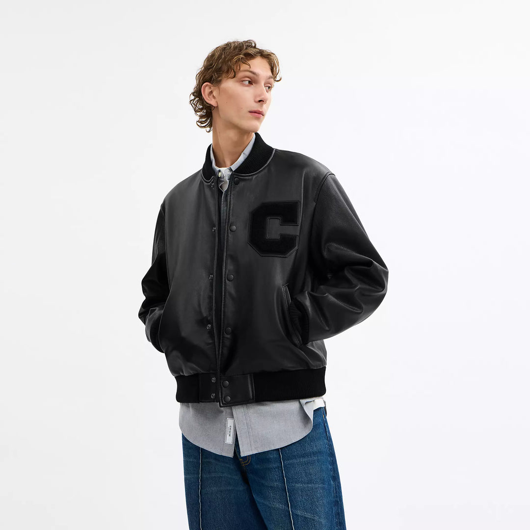 leather varsity jacket