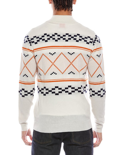 fairisle wool & cashmere-blend 1/4-zip mock neck sweater