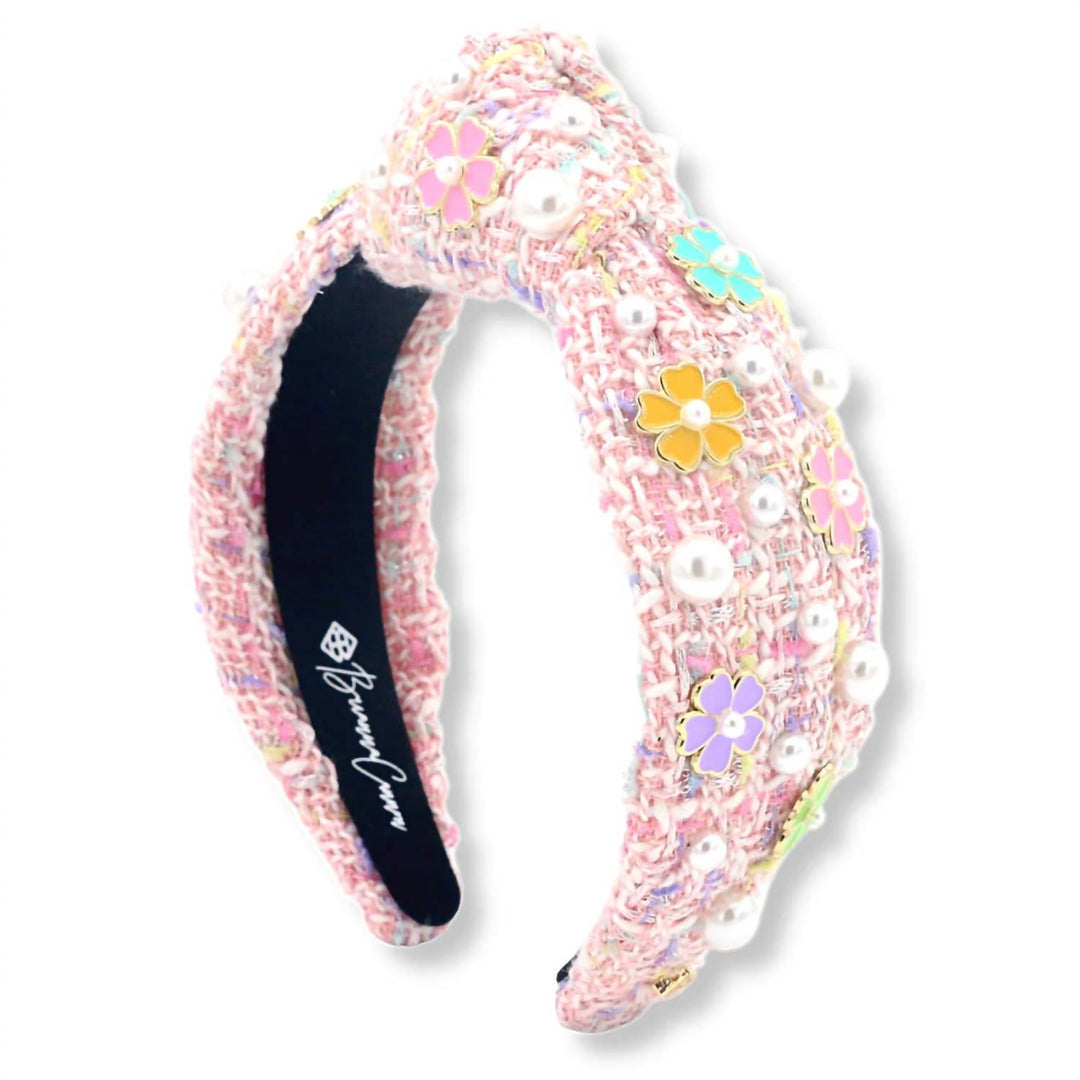 tweed headband in pink