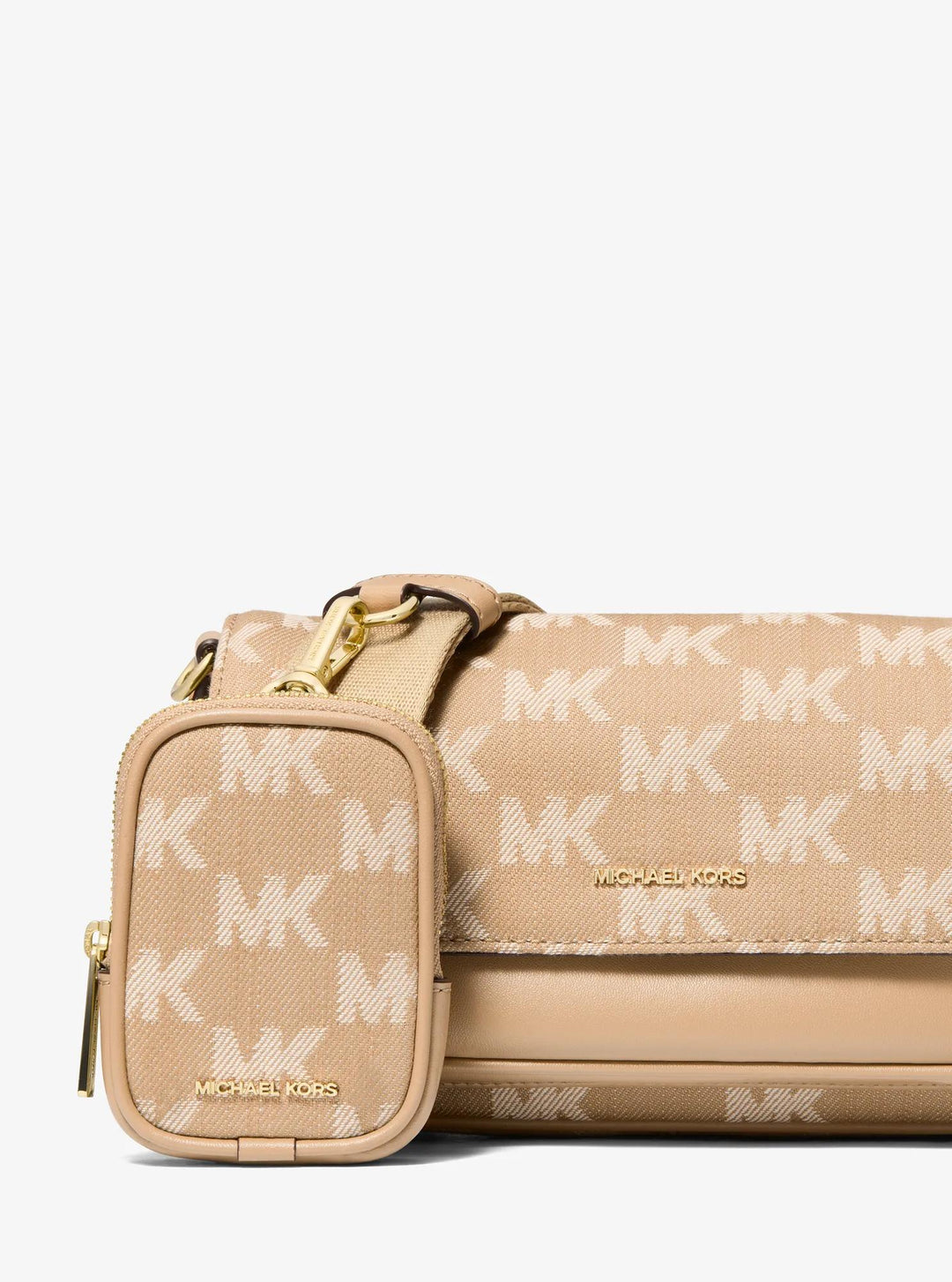 jet set travel small logo jacquard denim crossbody bag with pouch