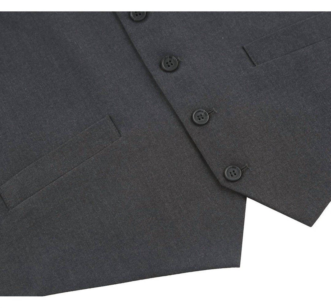 prestige single breasted vest in charcoal