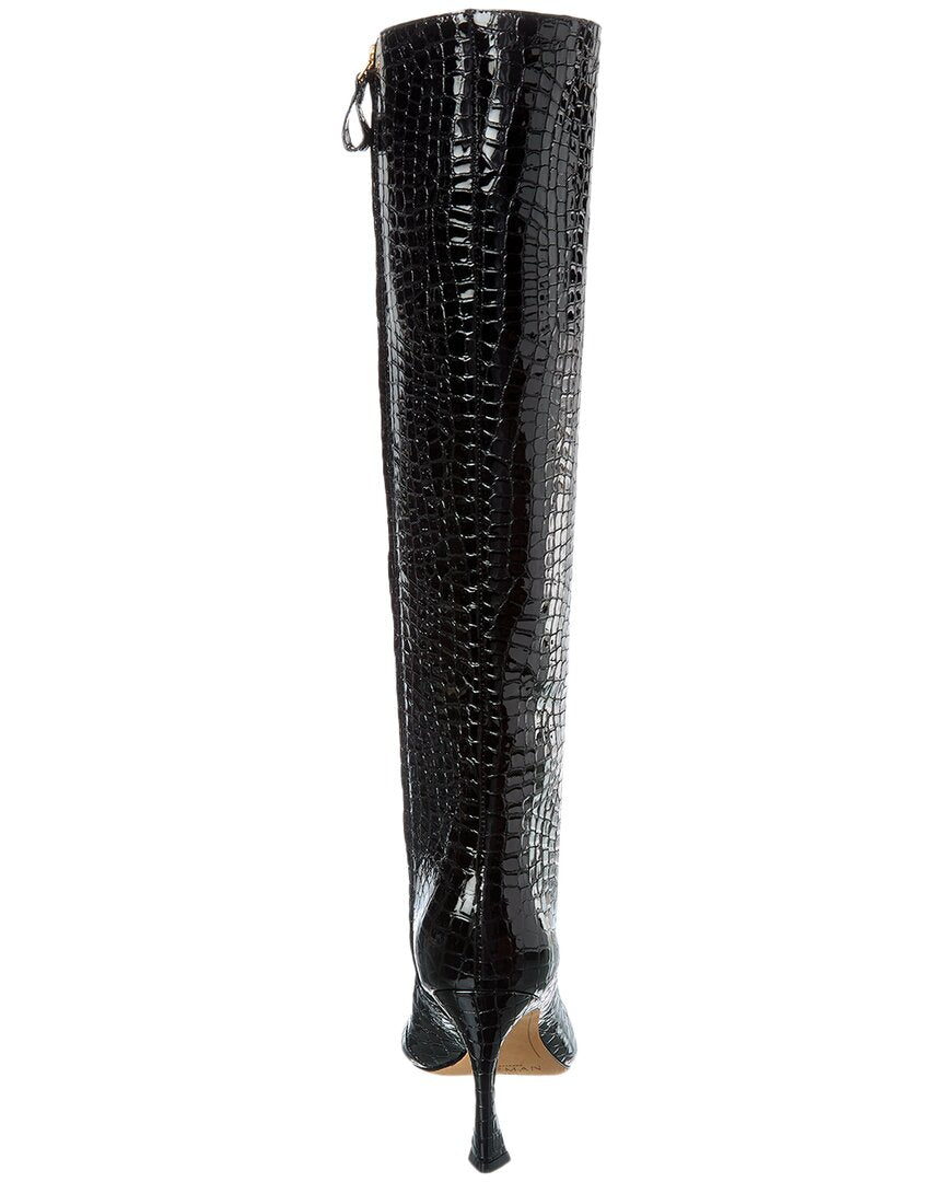 kyra 85 patent croc-embossed leather knee-high boot