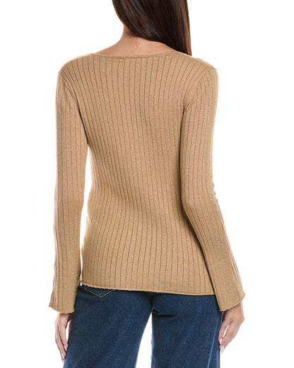 metallic rib cardigan