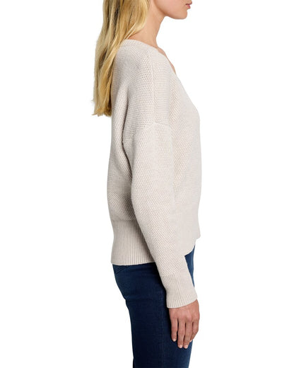 petite tuck stitch v-neck sweater