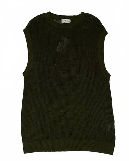 crotchet knit vest in dark green