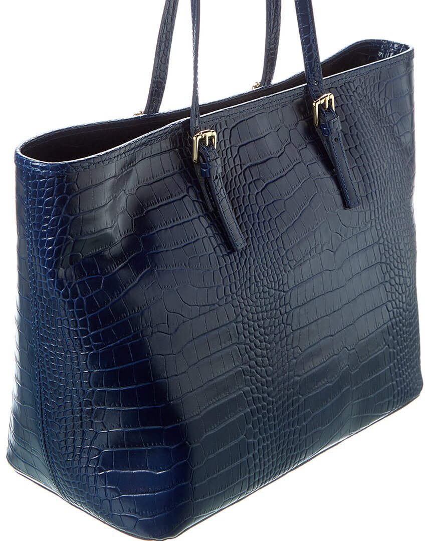 penny croc-embossed leather tote