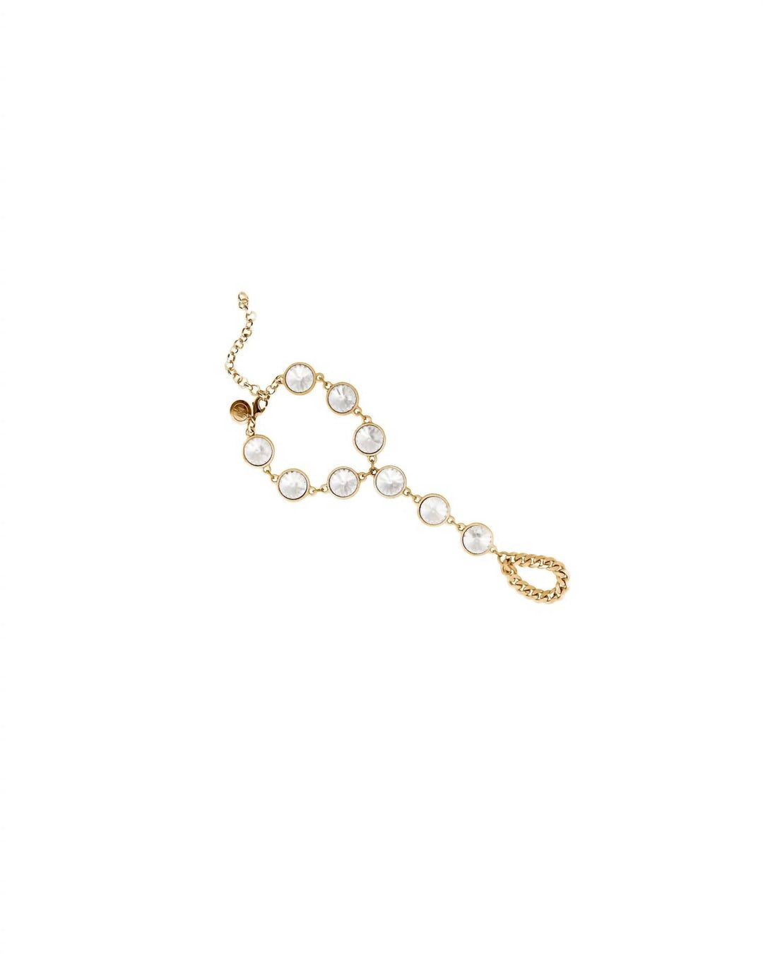 women's show stopper crystal hand chain in gold