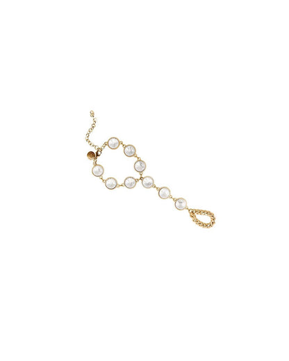 women's show stopper crystal hand chain in gold