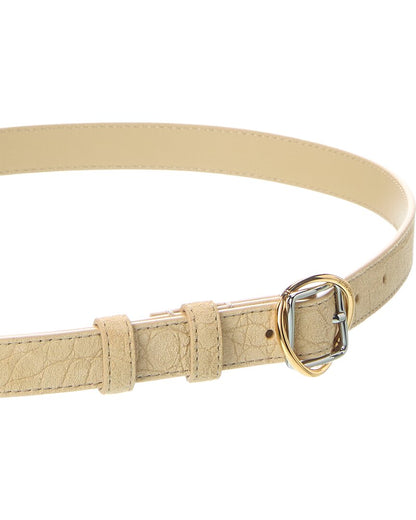 salon thin croc-embossed suede belt