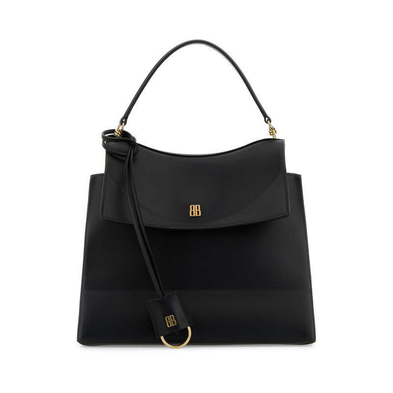 Black Leather Medium Nano Handbag