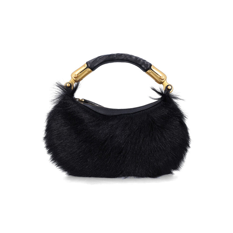 Genuine Fur Handbag With Leather Handle