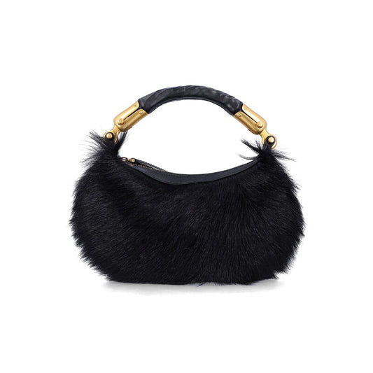 Genuine Fur Handbag With Leather Handle