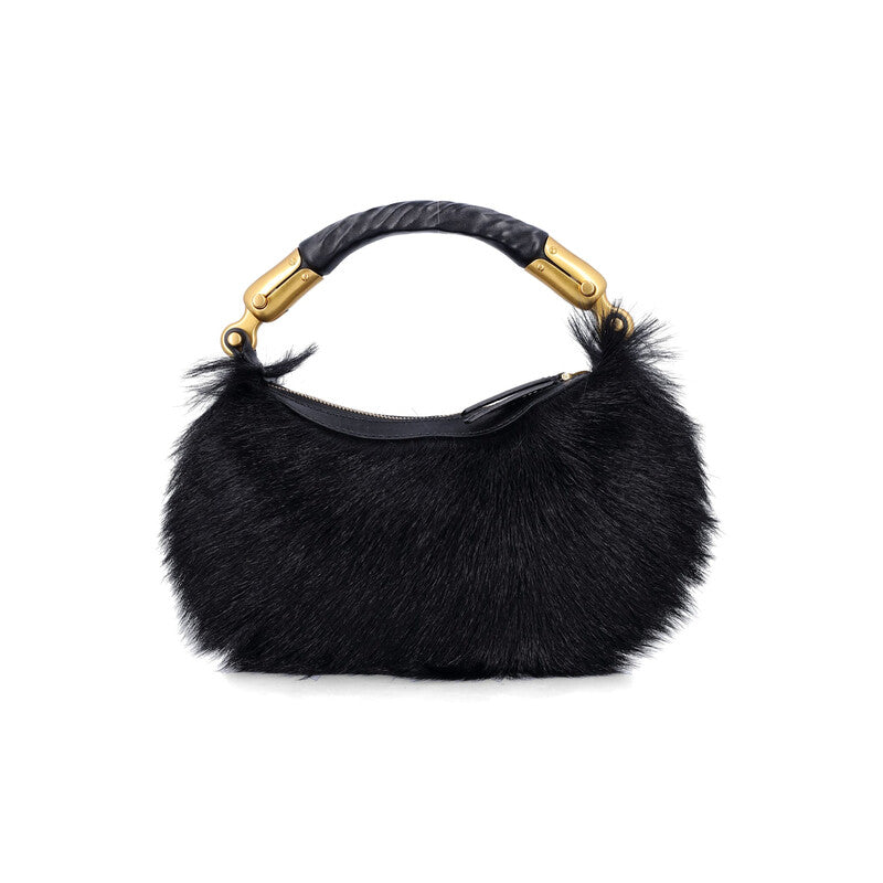 Genuine Fur Handbag With Leather Handle