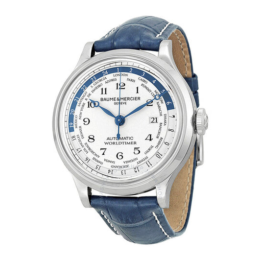 بوم إي ميرسييه، بوم آند ميرسييه كابلاند وورلدتايمر، ساعة رجالية من الجلد الأزرق بمينا فضية 10106