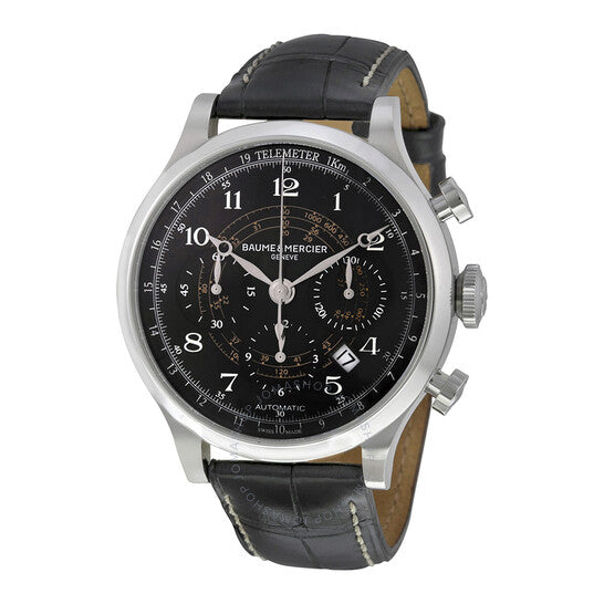 Baume Et Mercier, Capeland Chronograph Black Dial Black Leather Men's Watch