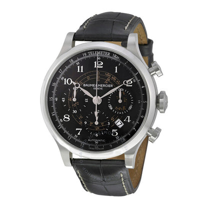 Baume Et Mercier, Capeland Chronograph Black Dial Black Leather Men's Watch