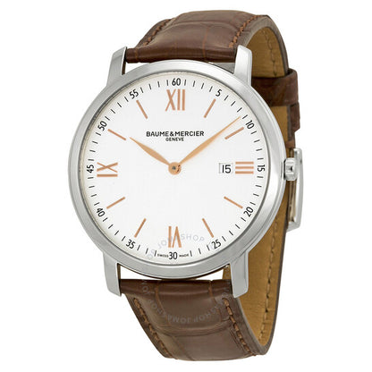 Baume Et Mercier, Classima Silver Dial Brown Leather Strap Men's Watch