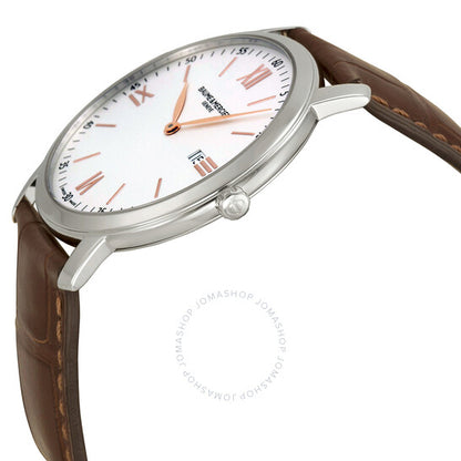 Baume Et Mercier, Classima Silver Dial Brown Leather Strap Men's Watch