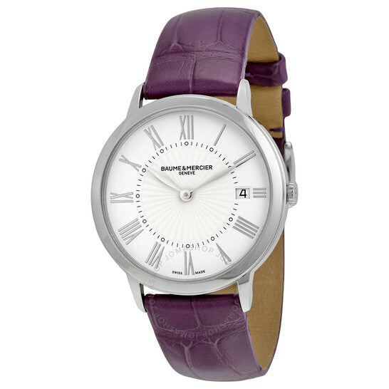 Baume Et Mercier, Classima White Dial Purple Leather Ladies Watch 10224