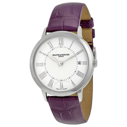 Baume Et Mercier, Classima White Dial Purple Leather Ladies Watch 10224