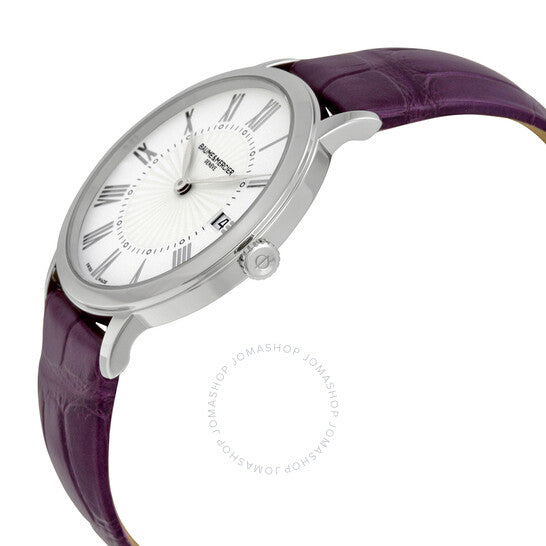 Baume Et Mercier, Classima White Dial Purple Leather Ladies Watch 10224