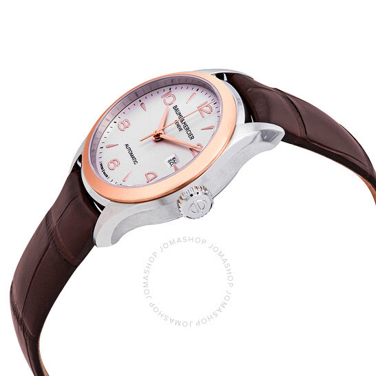 ساعة بوم إي ميرسييه كليفتون أوتوماتيكية للسيدات بمينا فضي