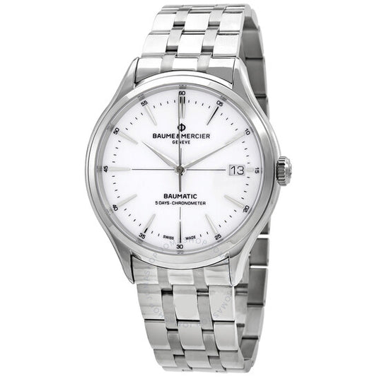Baume Et Mercier, Clifton Baumatic Automatic White Dial Men's Watch