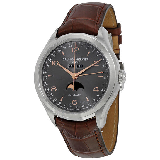 Baume Et Mercier, Clifton Grey Dial Brown Leather Men's Watch MO