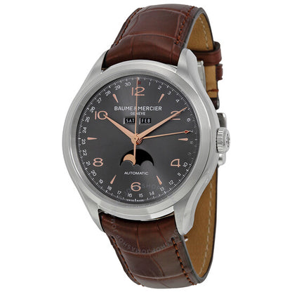 Baume Et Mercier, Clifton Grey Dial Brown Leather Men's Watch MO