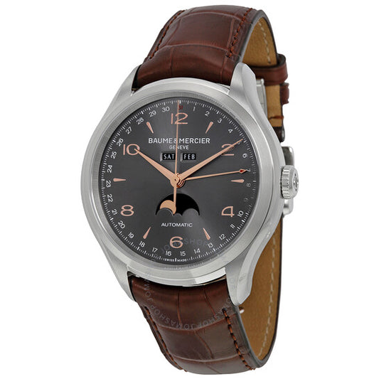 Baume Et Mercier, Clifton Grey Dial Brown Leather Men's Watch MO