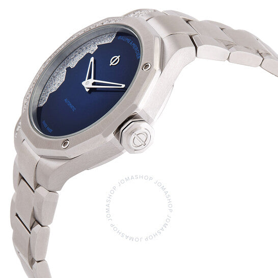 ساعة بوم إي ميرسييه ريفييرا أوتوماتيكية بمينا زرقاء مرصعة بالألماس للسيدات