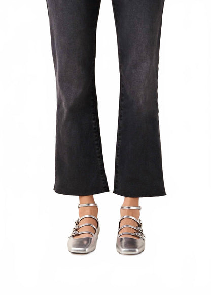 luke shimmer leather ballet flats in silver