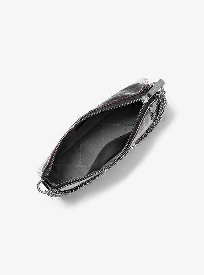 jet set patent logo debossed pochette and card case gift set