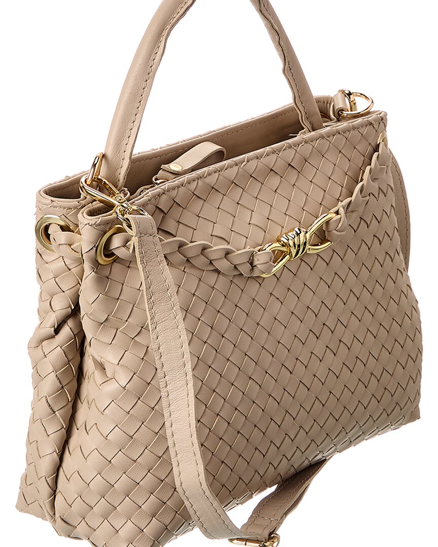 clover hand-woven leather tote