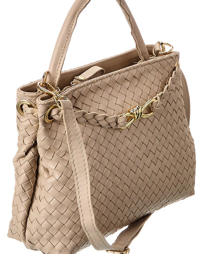 clover hand-woven leather tote