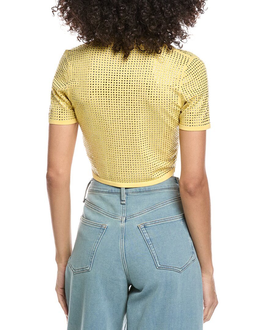rhinestone crop polo shirt