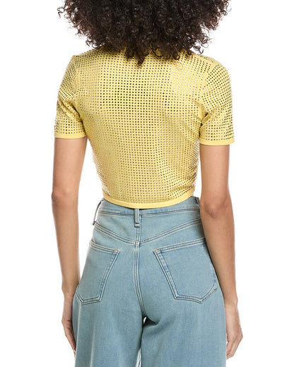 rhinestone crop polo shirt