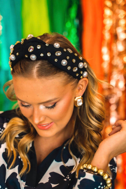 twill headband in black