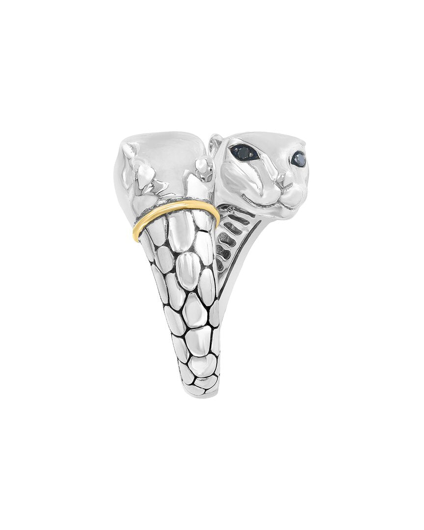 silver & 18k 0.06 ct. tw. diamond ring