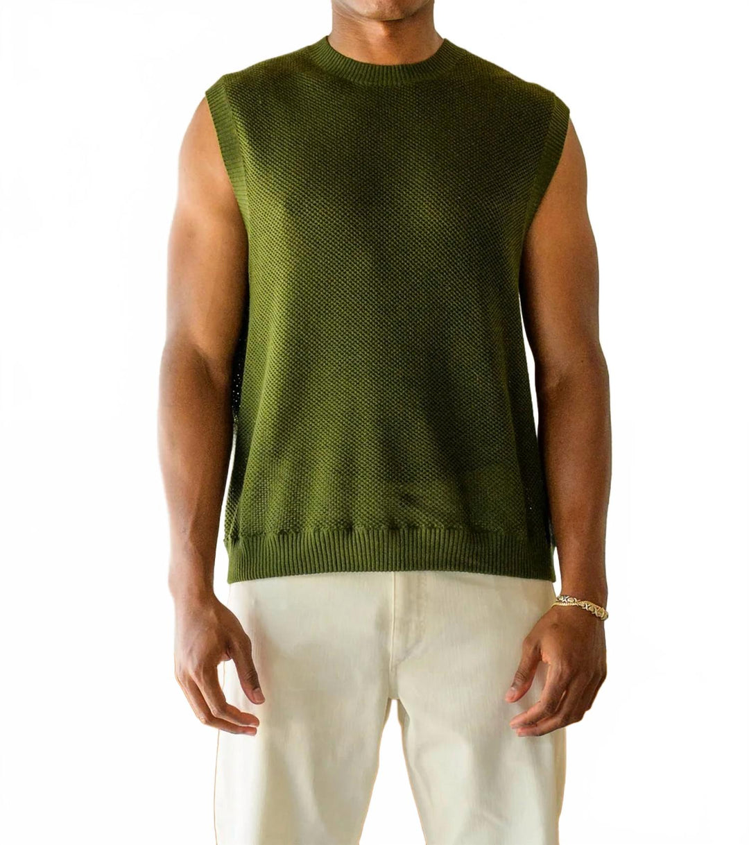crotchet knit vest in dark green