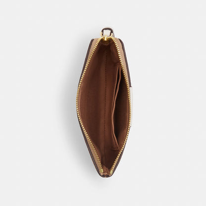 corner zip wristlet in signature canvas with stripe