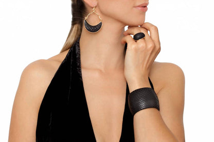 women's python cuff - large in black