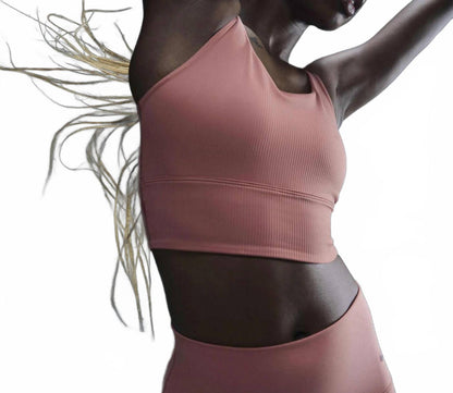 womens zenvy rib light-support yoga sports bra in rose/blush 60