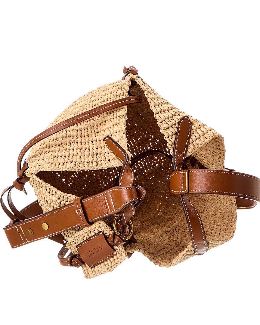 tampa mini raffia & leather hobo bag