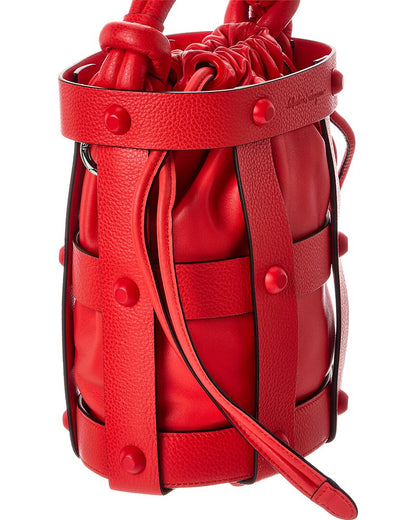 ferragamo stud leather bucket bag