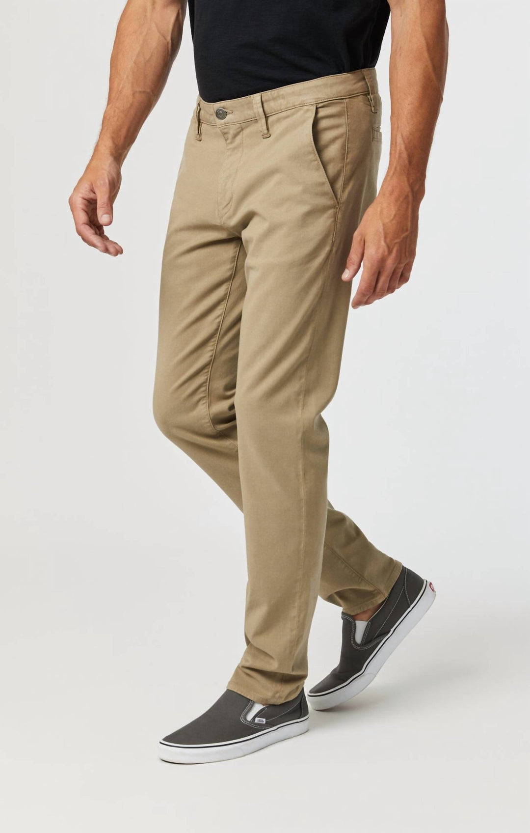milton slim straight chino pants in beige luxe twill