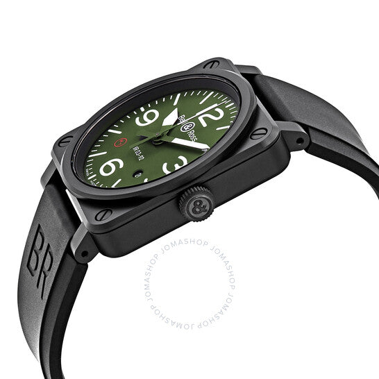 ساعة بيل آند روس أفيشن أوتوماتيكية للرجال بمينا كاكي أخضر